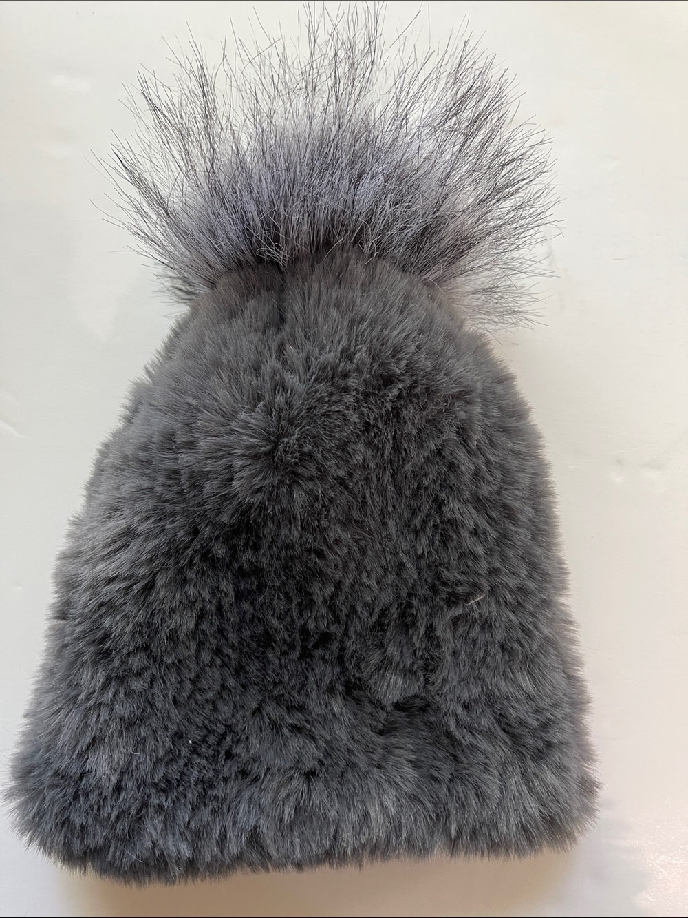 Saks fifth Avenue faux fur beanie with pom-pom